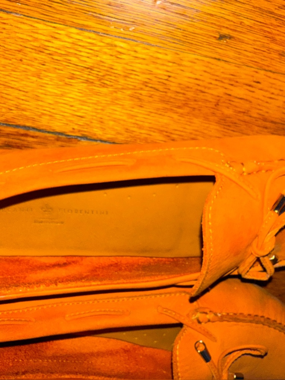 Mercanti Fiorentini Orange Suede Driving Loafers – Size 8.5B Flat Shoe - Picture 3 of 11